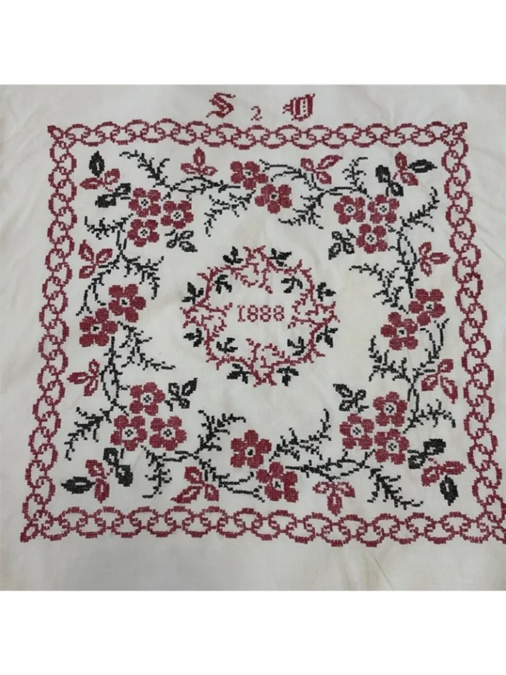 Antique Ukrainian Embroidered Pillow Covers Set Of 2 Folk Cottage Handmade 16X16